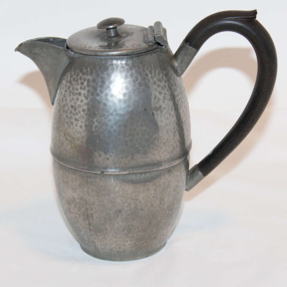 Vintage Civic Pewter Hammered Tea Coffee Pot 1011 England MCM Arts Crafts Style